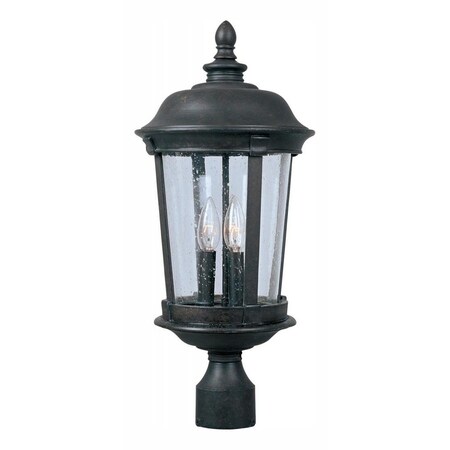 Maxim Three Light Bronze Seedy Glass Post Light 40092CDBZ